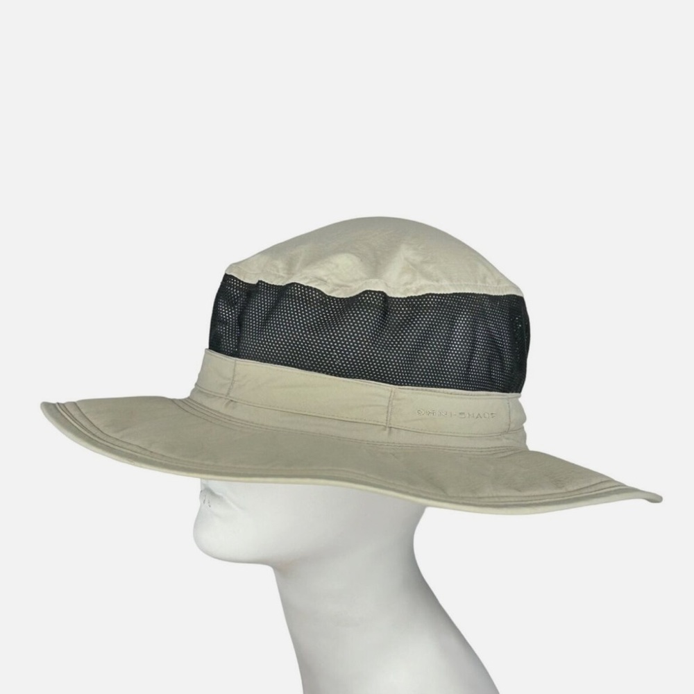 Columbia Khaki Tan Black Mesh Vented Full Brim Sun Hat